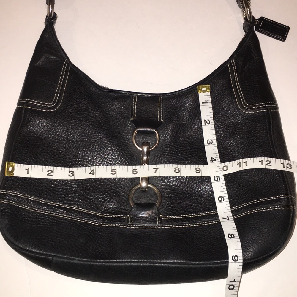 COACH black pebbled shoulder bag silver accents - Picture 8 of 8